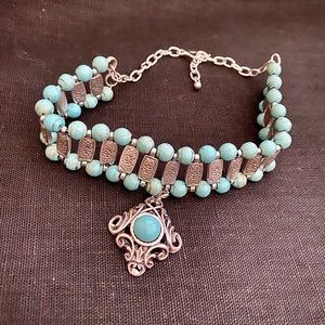 New handcrafted turquoise and silver choker
